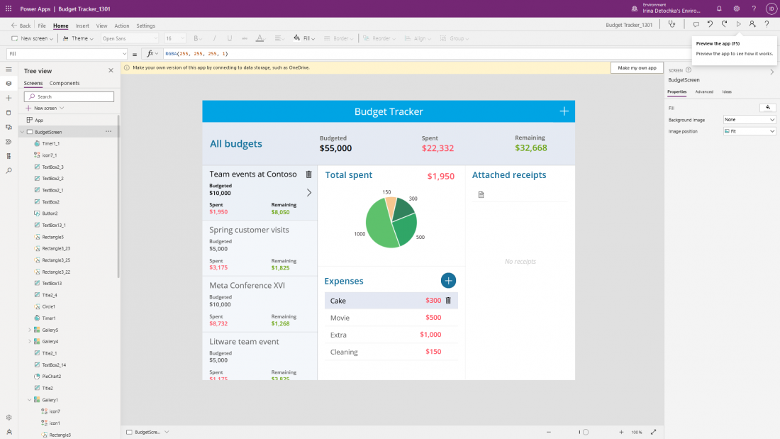 Create an App from Power Apps template-14